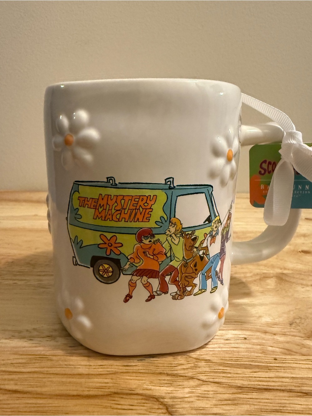 Rae Dunn White Mug with Scooby-Doo Mystery Machine Artwork